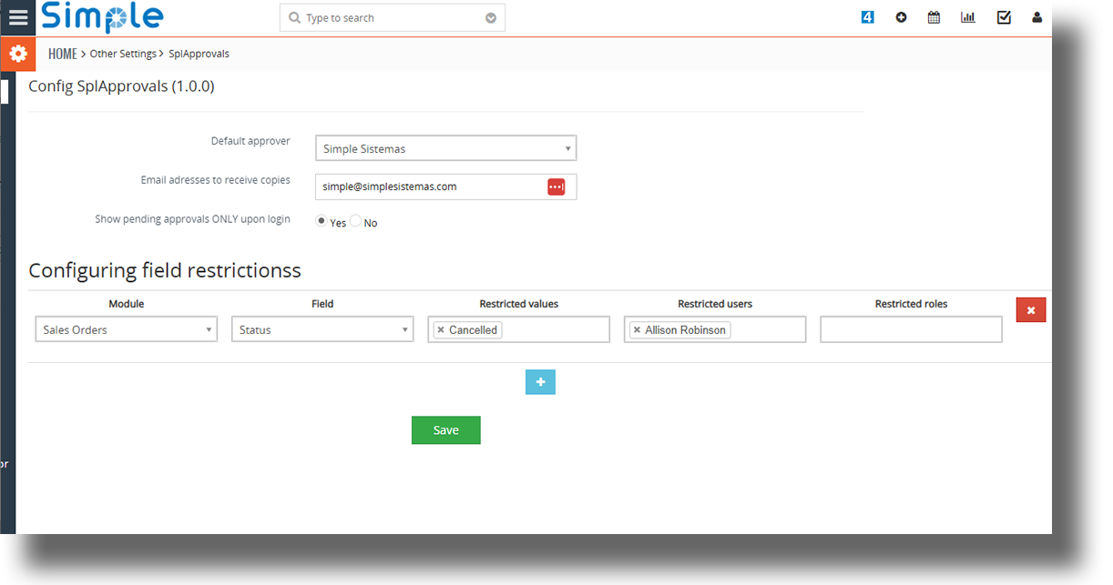 Set who will be the default approver, define who will receive notifications, and restrict the fields that require approval with Spl Approvals for Vtiger CRM.