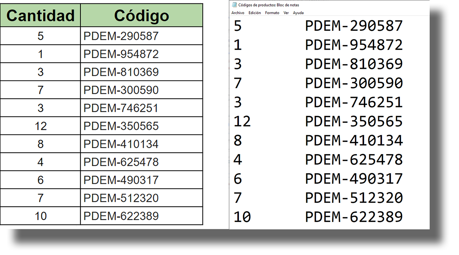 Generación de archivo excel o bloc de notas para crear lista de productos o servicios y generar cotizaciones multipartidas con Spl Multipartidas para Vtiger CRM.